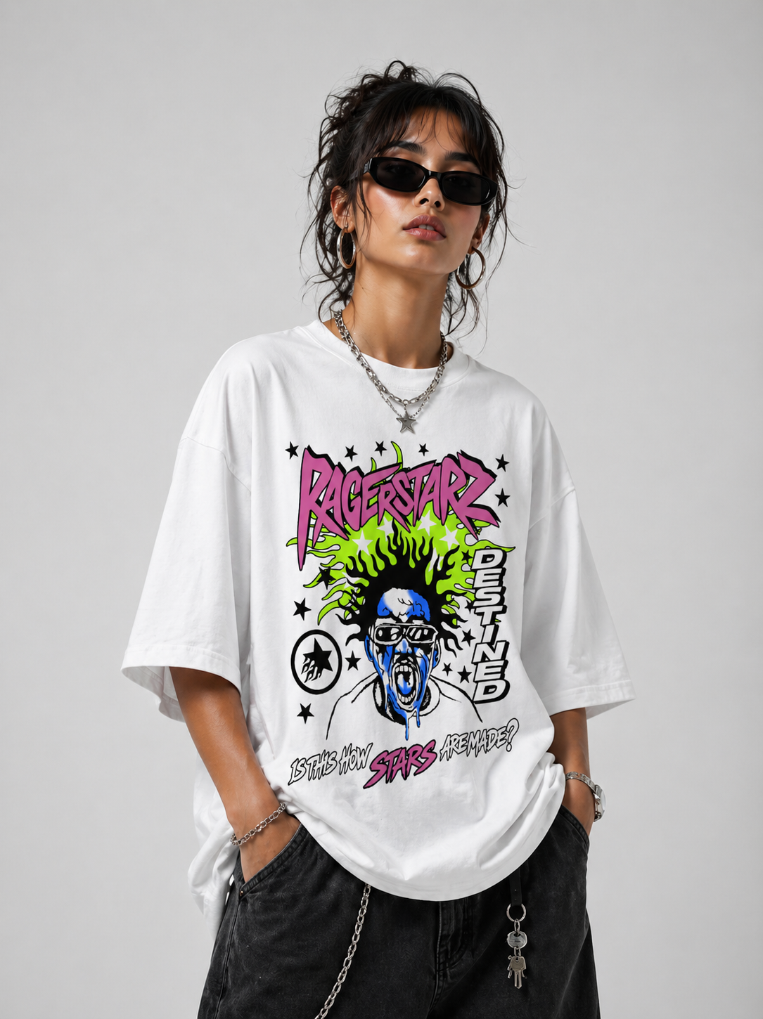 "IS THIS HOW STARS ARE MADE?" Oversized Graphic Tee